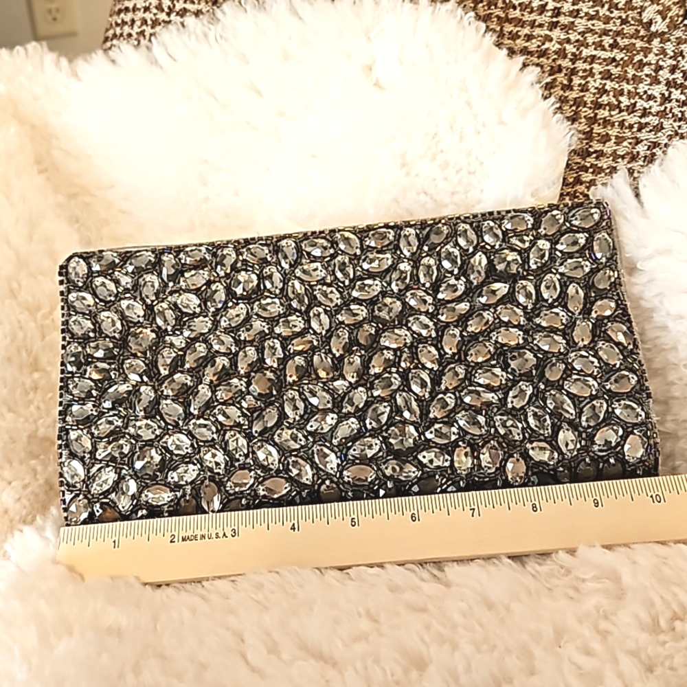 Garnet Hill Beaded Gray Clutch Evening Bag - Picture 6 of 9